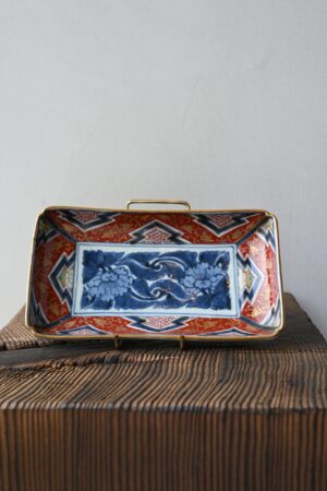 古伊万里色絵唐草文長皿