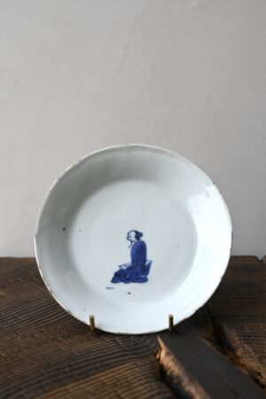 古染付人物文五寸皿